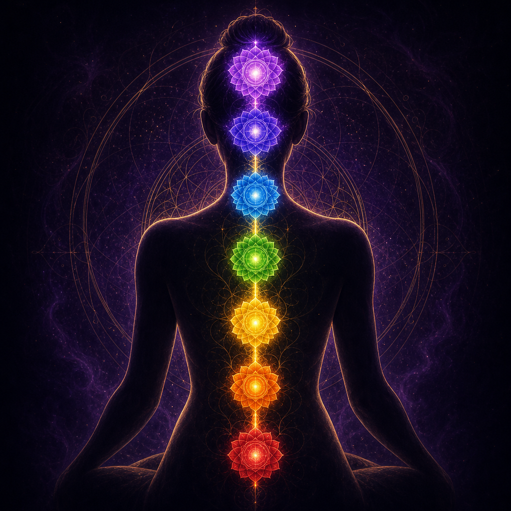Los 7 chakras alineados en la columna